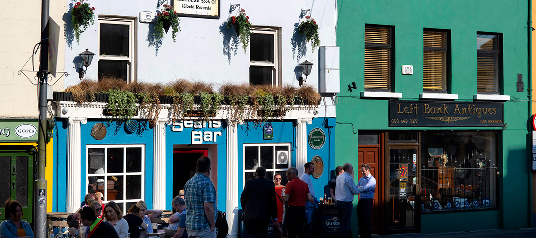 Sean's bar in Athlone, Ireland's oldest pub, on a sunny day.