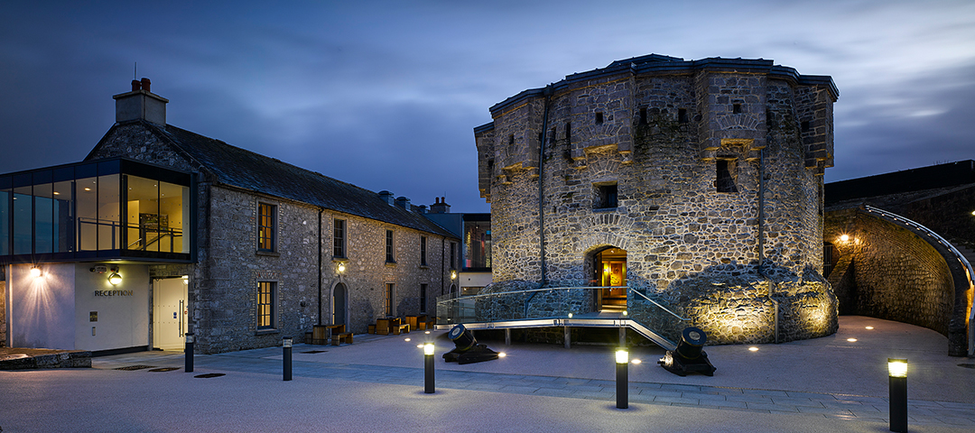 A picture of Athlone Castle at nightfall