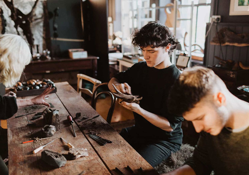 Handcrafting traditional Irish bogwood sculptures near Athlone